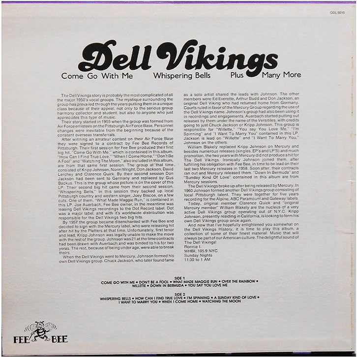 COL 5010 - Dell Vikings Back Cover