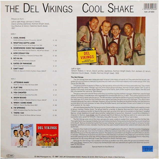 JDJX-LP 2064 - The Del Vikings Cool Shake Back Cover