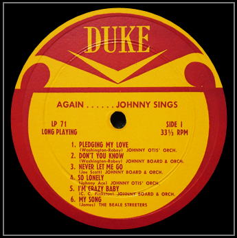 Duke DLP-71 - Memorial Album For Johnny Ace Side 1