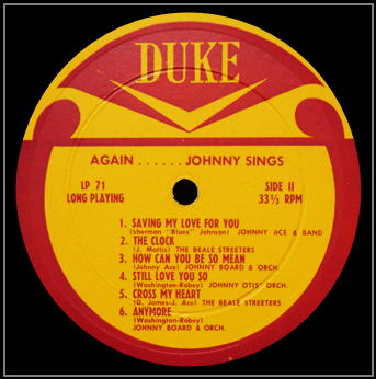 Duke DLP-71 - Memorial Album For Johnny Ace Side 2