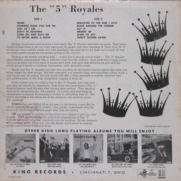 King 580 - Dedicated To You Back Cover
