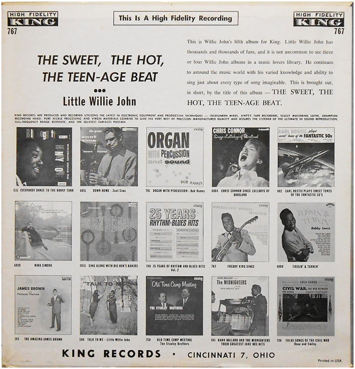 King 767 - The Sweet, The Hot, The Teen-Age Beat Back Cover