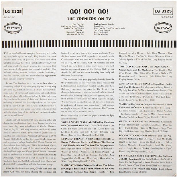 LG 3125 - Go! Go! Go! The Treniers On TV Back Cover