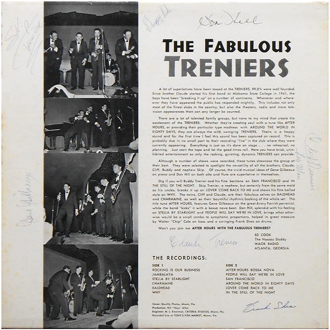 After Hours With The Fabulous Treniers Back Cover
