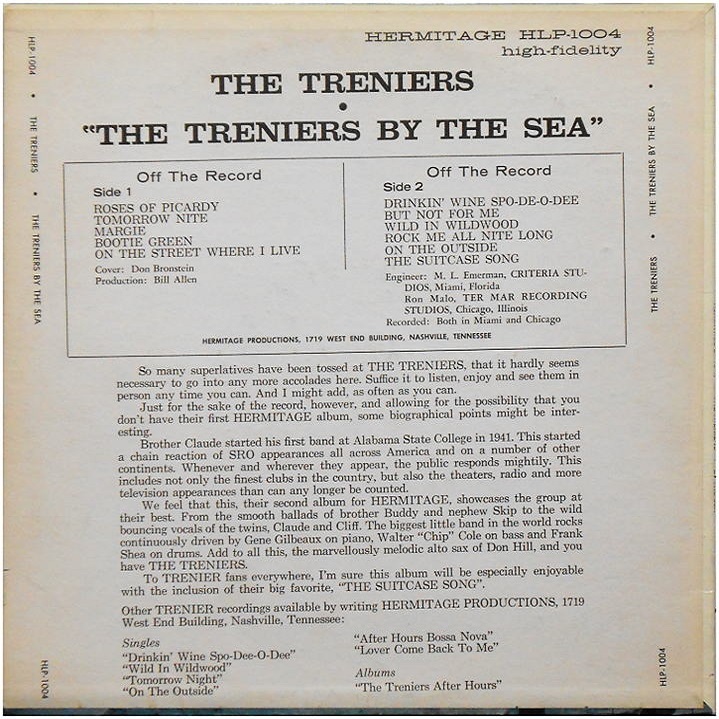 HLP-1004 - The Treniers .. By The Sea Back Cover