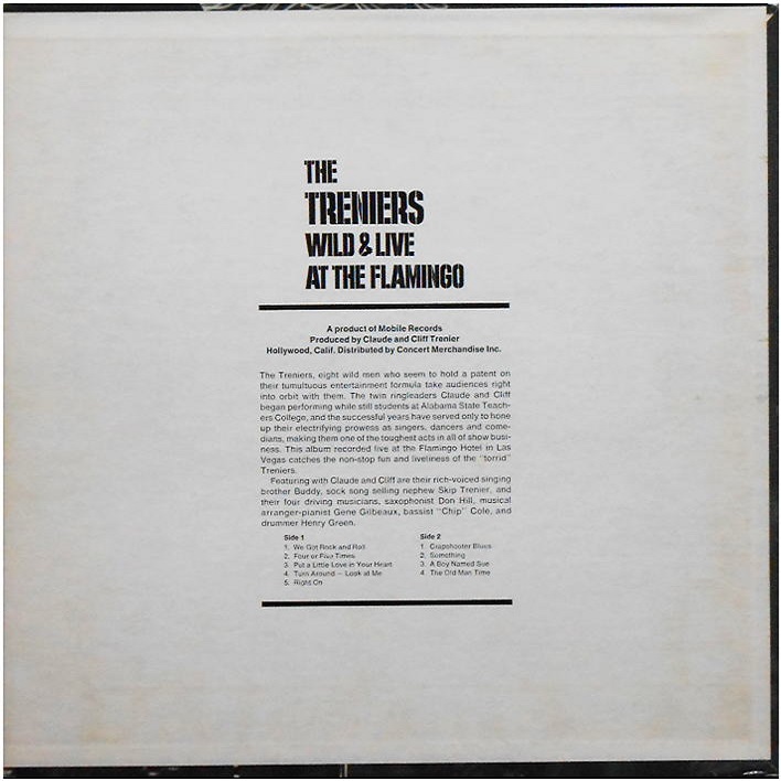 The Treniers Wild & Live At The Flamingo Back Cover