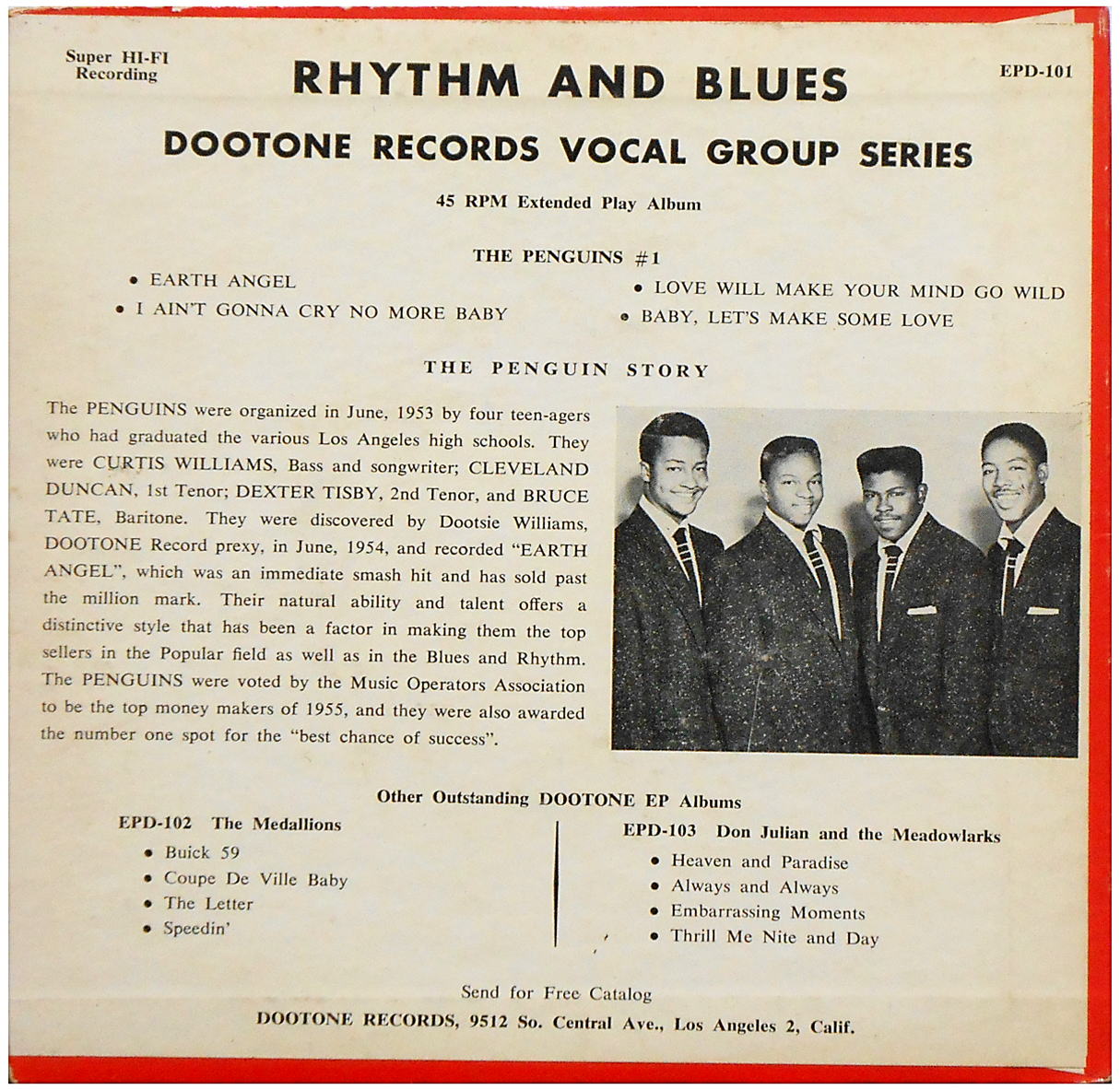 EPD-101 - The Penguins - Rhythm and Blues Back Cover
