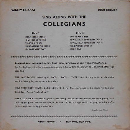 Winley-6004 - Sing Along With The Collegians Back Cover