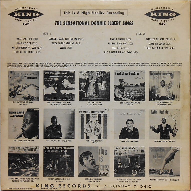 King 629 - The Sensational Donnie Elbert Sings Back Cover