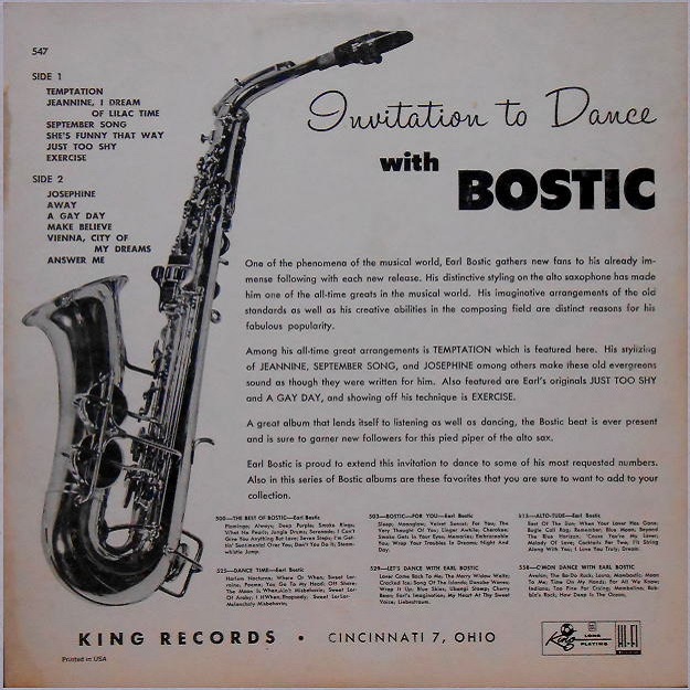 King 547 - Invitation to Dance with Bostic Back Cover