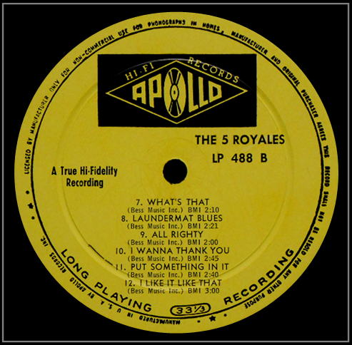LP-488 - The Rockin' 5 Royales Side B