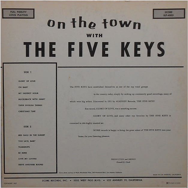 SLP-4003 - The Five Keys On The Town Back Covers