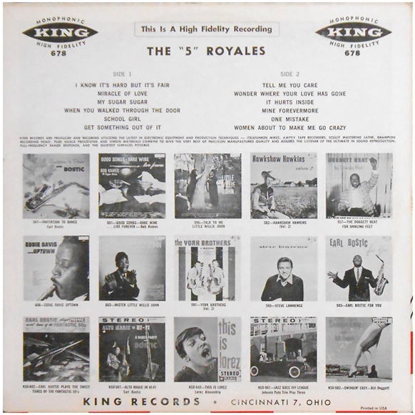 King 678 - The Five Royales Back Cover