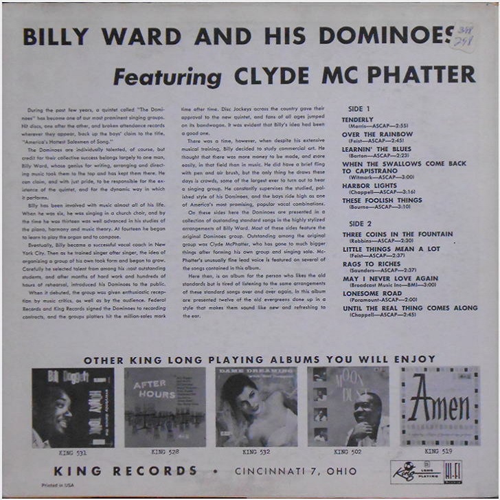 Federal 548 - Billy Ward and His Dominoes Featuring Clyde McPhatter Back Cover