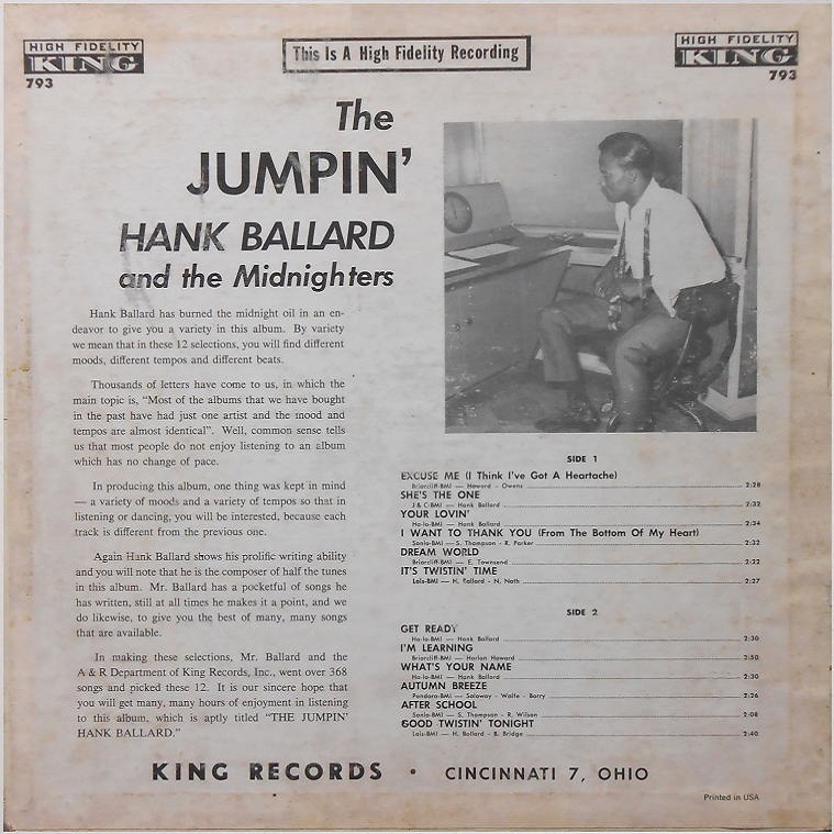 King-793 - The Jumpin' Hank Ballard Back Cover