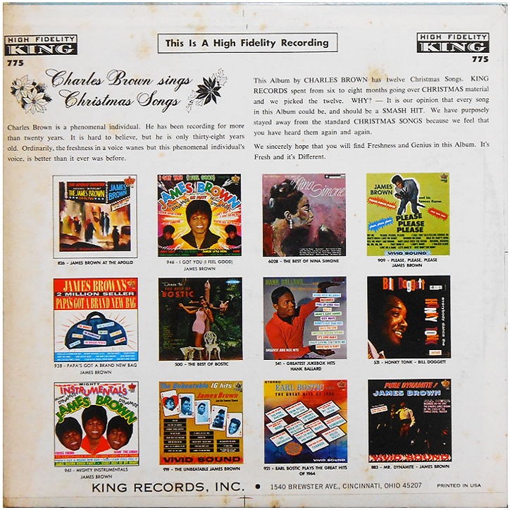 King 775 - Charles Brown Sings Christmas Songs Back Cover