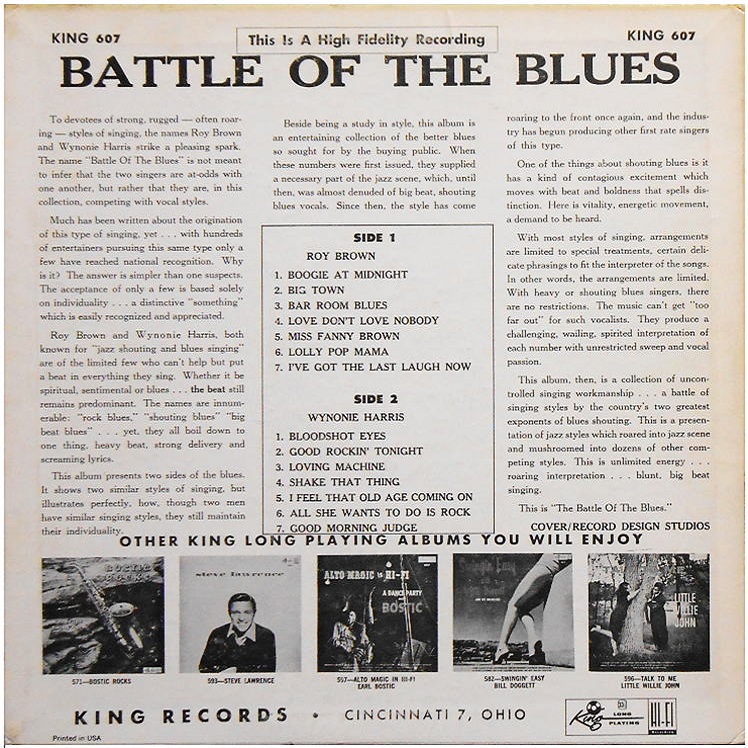 King 607 - Battle Of The Blues Back Cover